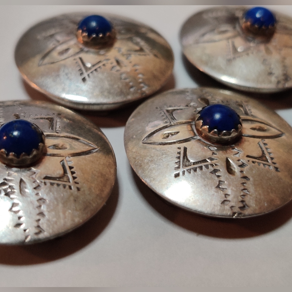 Vintage D/L Daniel Garcia Navajo Sterling Silver Button Covers - Picture 11 of 14